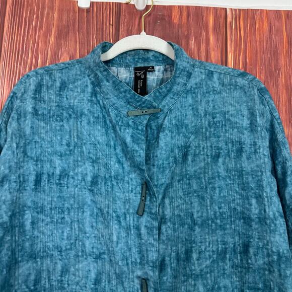 Focus Casual Life Blue Lagenlook Top Button Up Size Medium Oversized - Picture 6 of 6